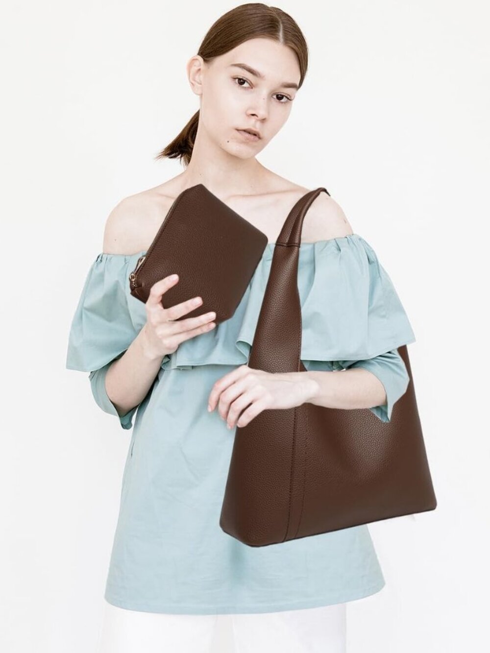 Slouchy Hobo Tote Bags for Women - Retro PU Leather Shoulder Handbag Purse Large